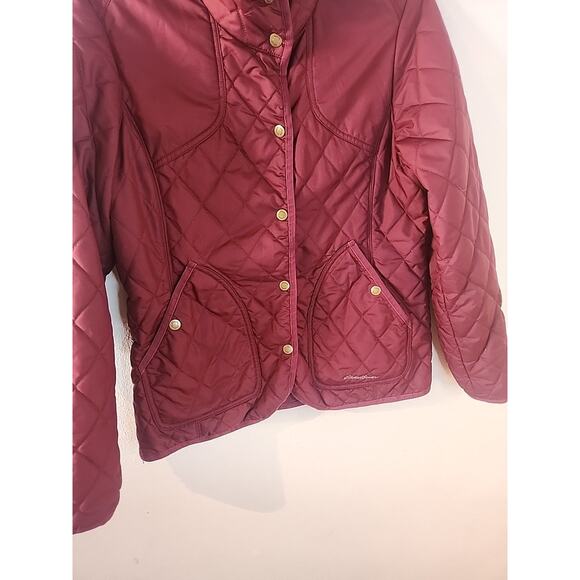 Eddie Bauer Womens Quilted Burgundy Button Lightweight Jacket Size Medium M - Picture 2 of 4